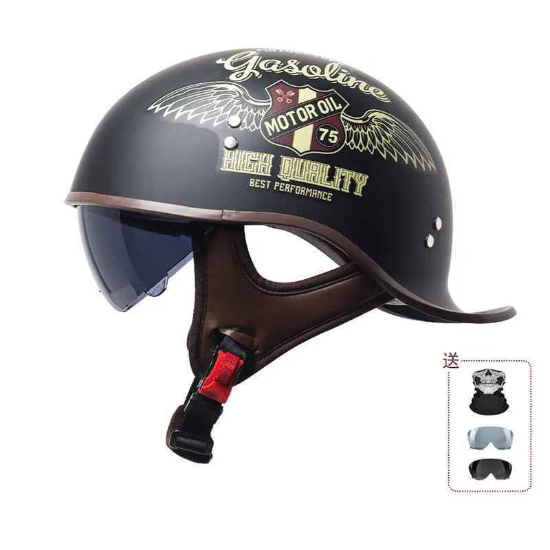 China 3C certification new motorcycle helmet retro personality cock helmet for men and women lightweight breathable half helmet.
