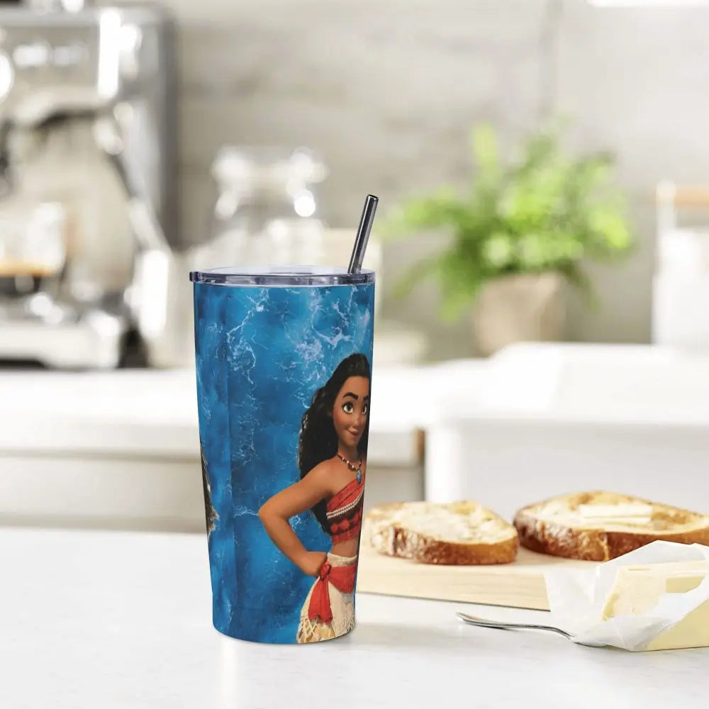 Moana and Pua Cartoon Movie Insulated Tumbler with Straws Stainless Steel Coffee Mugs Double Wall Car Bottle Cups 20oz
