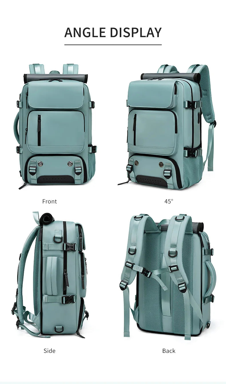 Large Travel Backpack Boardable Backpack USB Charging Waterproof Outdoor Travel Backpack Independent Shoe Compartment