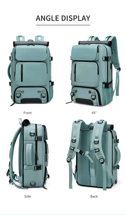 Large Travel Backpack Boardable Backpack USB Charging Waterproof Outdoor Travel Backpack Independent Shoe Compartment