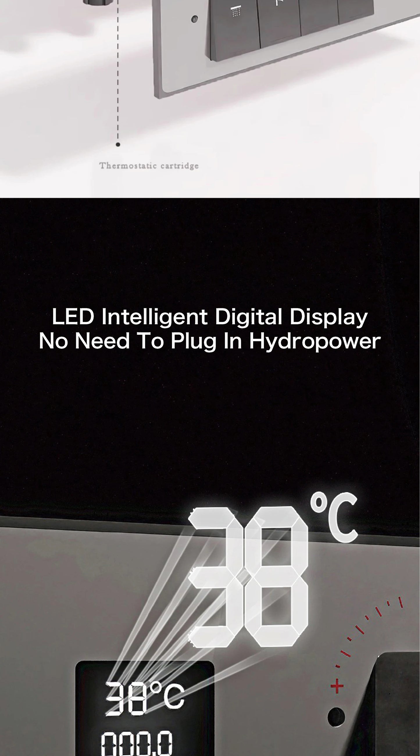 Gun gray brass luxury LED digital display constant temperature shower system embedded ceiling hot and cold water bathroom mixer