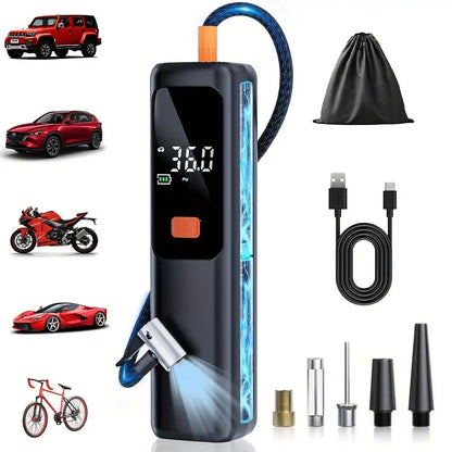 Wireless Portable 150PSI Tire Inflator Electric Air Pump Rechargeable Digital Pressure Gauge Auto Shutoff LED Light for Car Bike