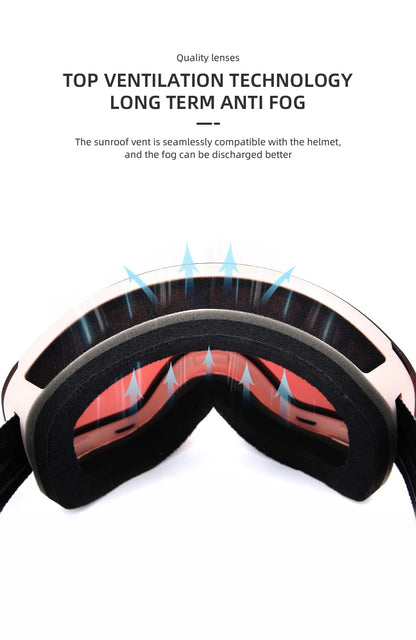VECTOR OTG Ski Snowboard Goggles Women Men Skiing Eyewear UV 400 Snow Protection Glasses Adult Double Spherical Mirror Magnetic