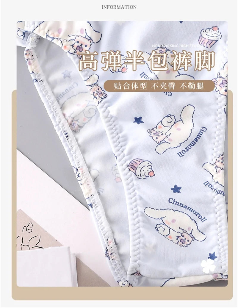 Sexy Thong Hello Kitty Panties Kawaii Cute Cartoon Underwear Women Ice Silk Briefs Girl Gift Underpants