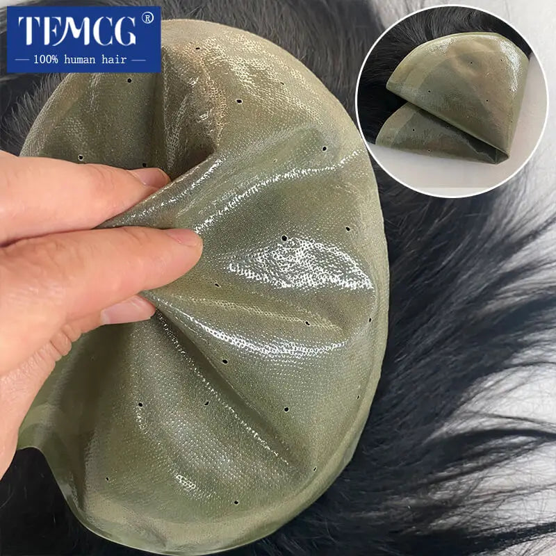 Male Hair Prosthesis Double knots Skin Base 100% Natural Human Hair Mens Toupee Breathable Men Toupee Biological Scalp Hairpiece