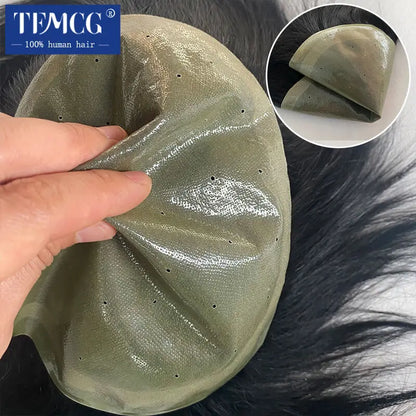 Male Hair Prosthesis Double knots Skin Base 100% Natural Human Hair Mens Toupee Breathable Men Toupee Biological Scalp Hairpiece