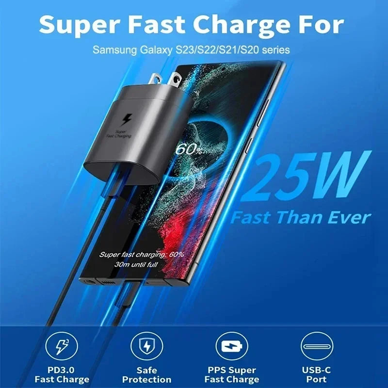 SAMSUNG 25W Charger 45W Adapter PD Type C Super Fast Charging Samsung Galaxy S26 S25 S24 S23 S22 Ultra A54 A34 Power Chargeur EU