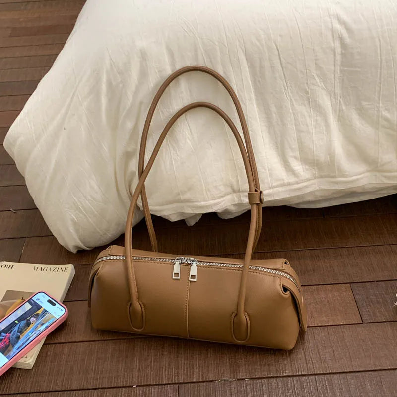 MOODS Retro Underarm Shoulder Bags For Women PU Leather Pure Color Commute Satchel Bag 2025 Winter New Luxury Designer Handbags