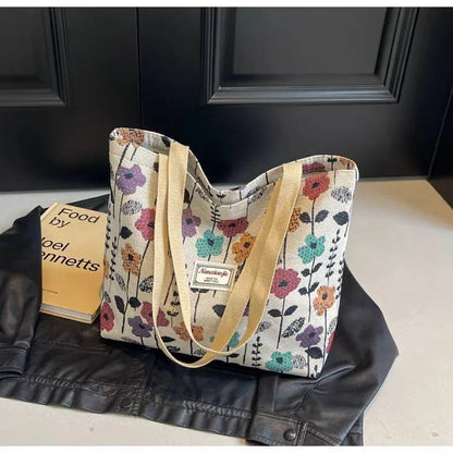 Large Capacity Niche Single Shoulder Bag for Women, Ins Style Canvas Bag, Tote Bag for Class, Commuting Bag
