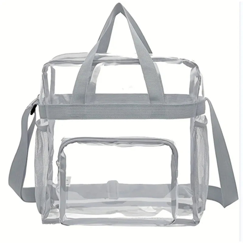 Portable PVC Transparent Shoulder Crossbody Bag Tote Satchel Handbag for Women Lady Large Capacity Clear Bag Shopping Handbag