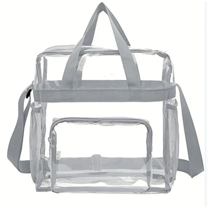 Portable PVC Transparent Shoulder Crossbody Bag Tote Satchel Handbag for Women Lady Large Capacity Clear Bag Shopping Handbag