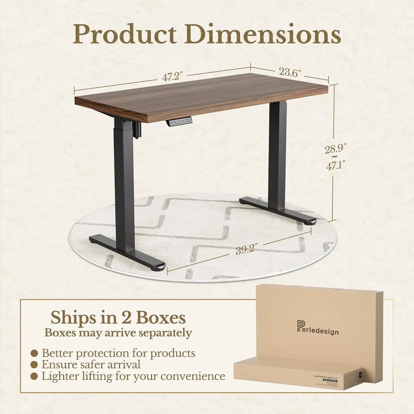 Home Office Furniture Set, 48 x 24 Electric Standing Desk and File Cabinet with 5 Drawes,1.18" Thickness, Customized