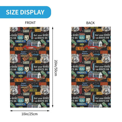Custom Travel Motorcycle Ride Route 66 Bandana Winter Neck Warmer Windproof Wrap Face Scarf for Hiking Highways Gaiter Headband