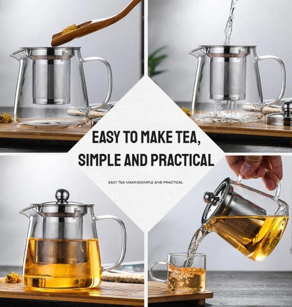 450/1300ML Arshen Filterable Heat-resistant Glass Teapot With 304 Stainless Steel filter Can Heated on Fire Clear Glass Teapot