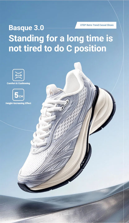 Xtep Basque 3 For Male Sneakers 2026 Spring Comfortable Retro Fashion Luxury Height-Increasing Sports Shoes 874219320001