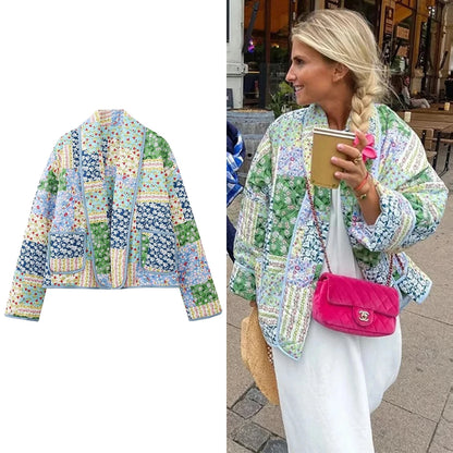Women's Cotton Jacket Autumn And Winter New Floral Patterns Cardigan Cotton Jacket Elegant Ladies Street Shoot Women's