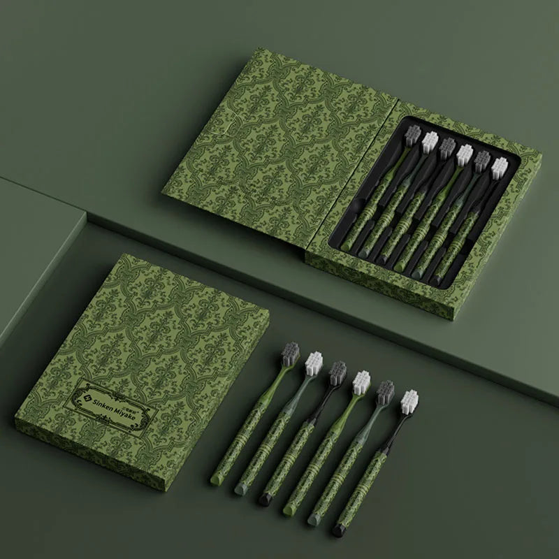 6 PC New Forest Series Soft Adult Toothbrush Gift Box With Wide Head Family Set Light Luxury High-end Toothbrush Teeth Cleaning