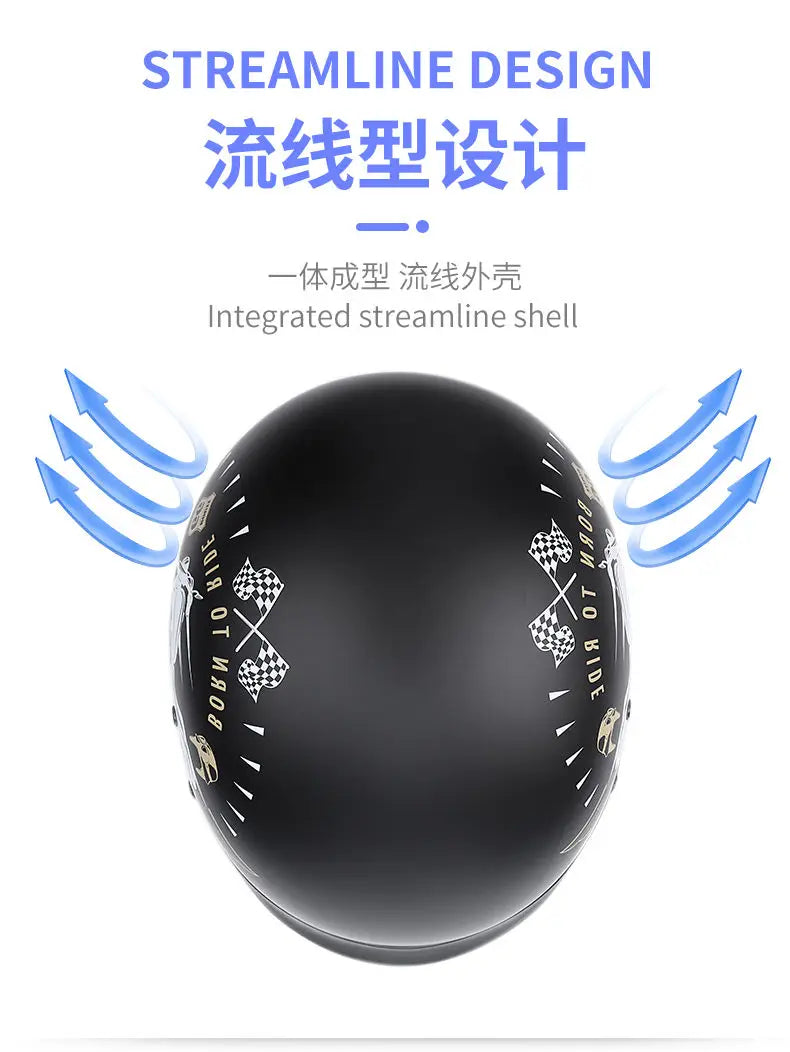 Retro helmet motorcycle helmet motorcycle half helmet four seasons summer wear endoscopic safety hat helmet cruise helmet Riding
