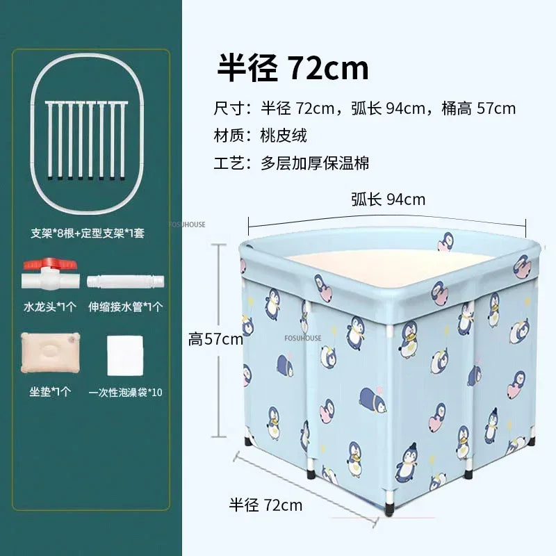 Household Triangular Bathtub Foldable Bath Bucket Swimming Pool Dual-use Portable Steam Sauna Fan-shaped Bath Barrel