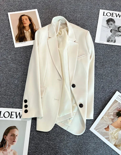 Elegant Office Lady Blazers for Women 2025 Fashion Long Sleeve Single Button Blazer Coats Female Top Suit Jackets Outerwears