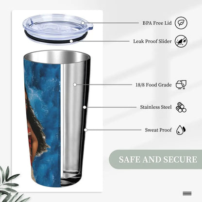 Moana and Pua Cartoon Movie Insulated Tumbler with Straws Stainless Steel Coffee Mugs Double Wall Car Bottle Cups 20oz