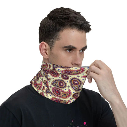 Custom Black Bandana Pattern Bandana Neck Gaiter for Hiking Cycling Women Men Wrap Scarf Paisley Style Headband Warmer