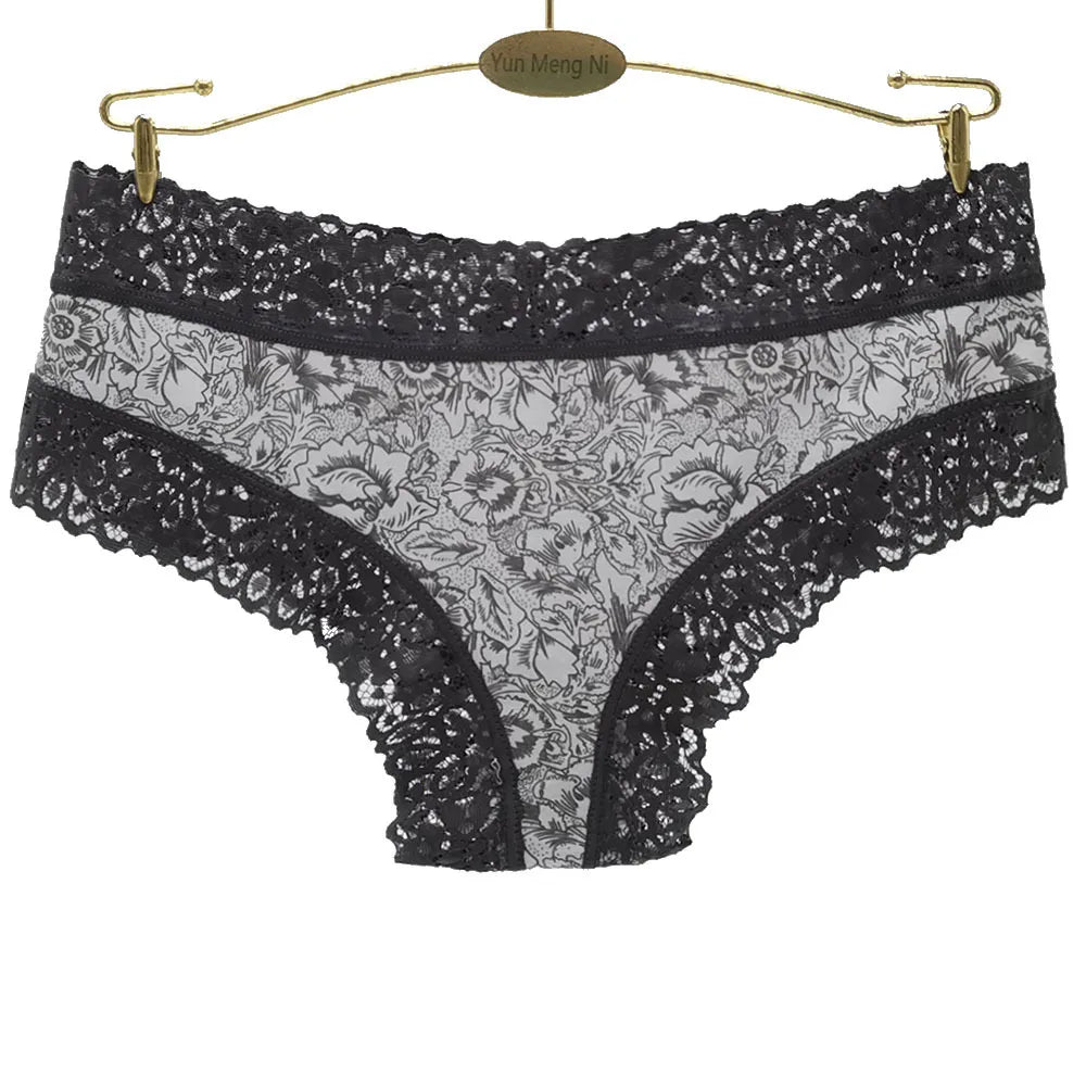 Sexy Lace Women Panties Cotton Underwear Girls Bow Briefs New Ladies Bikini 5 Pcs/set