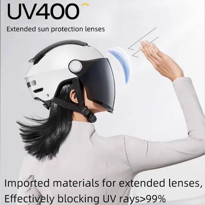 BIBEE Electric Motorcycle Helmet Summer Breathable Electric Bike Open Face Helmet Men Women Dual Lenses Jet Scooter Half Helmets