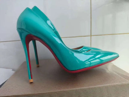 35-48 size slim high heels women's high heels sexy pointed wedding shoes party high heels patent leather neutral shoes