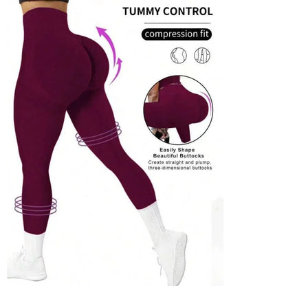 Women's tight yoga seamless pants, solid color multi-color optional, high waist belly-closing exercise running Capri yoga pants,