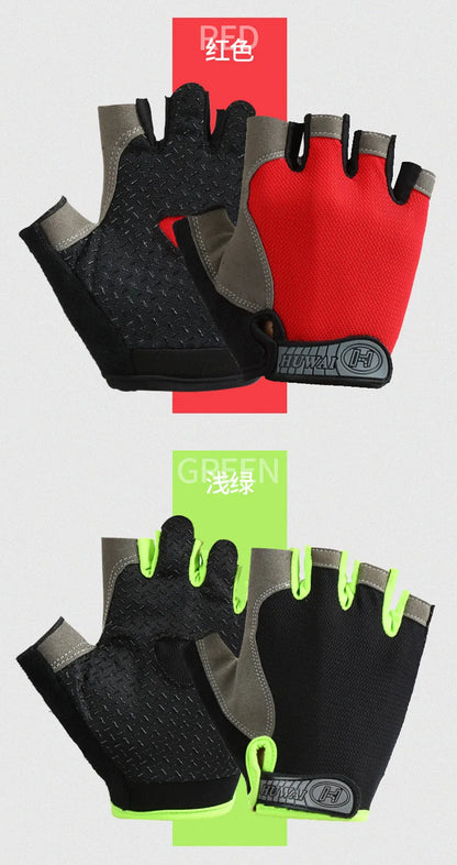 Men Women Gym Gloves Weightlifting Fitness Training Non Slip Palm Protector Breathable Fingerless Bike Bicycle Cycling Gloves