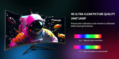 Gawfolk 34 Inch Ultrawide Curved Gaming Monitor, 1500R PC Screen 165hz UWQHD 4K, Curved Computer Screen with FreeSync, Support W