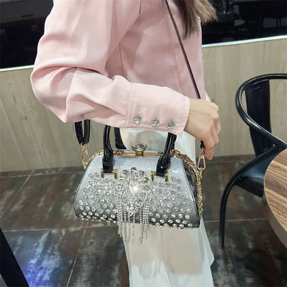 Fashion Diamonds Leather Women's Handbag Small Shoulder Cross-Body Bag New Elegant Evening Bag Portable Girls Party Dinner Bags