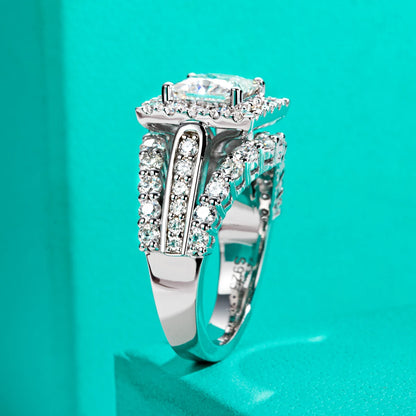 AnuJewel Princess Cut Moissanite Engagement Ring 3.884cttw D Color 925 Sterling Silver Luxurious Women's Jewelry Birthday Gifts