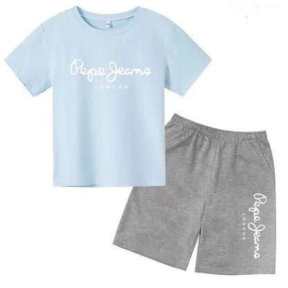 Kids Summer Fashion Casual Set - Boys Girls Toddler Clothes Charming Letter Print T-shirt with Short Sleeves And Shorts 3-12 Yea
