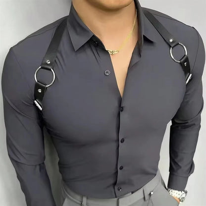 Sexy Men Harness Leather Chest Harness Belt Metal Rivets Fetish Gay Adjustable Belt Punk Rave Erotic Fetish Clothing Accessorie