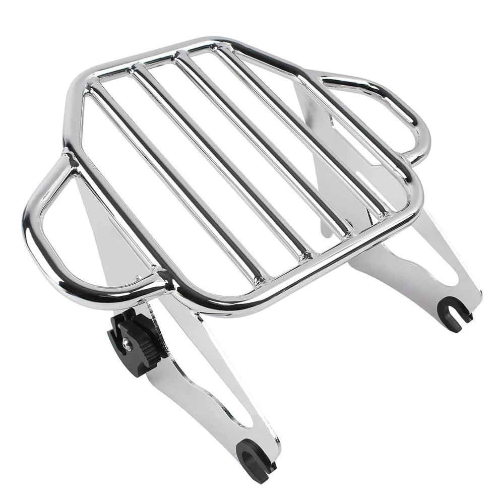 Motorcycle Chrome Two-Up Detachable Luggage Rack For Touring Electra Glide Road Glide Street Glide CVO Road King 2009-2024