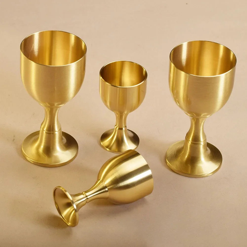 1pcs 50ml 100ml Vintage Brass Mug Red Wine Glass Good Gloss Copper Portable Smooth Edge Water Beer Cup Drinkware For Party Bar