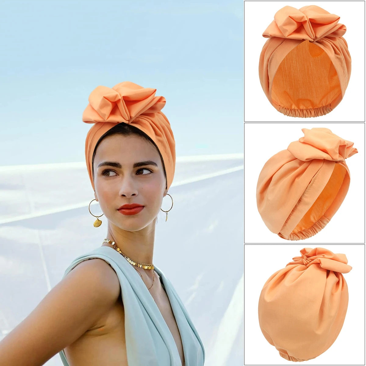 Women Vintage Turban Hat Fashion Female Bandana Headband Women's Hair Cover Cap Ladies Head Wraps Muslim Headscarf Bonnet