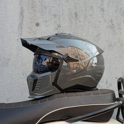 ORZ Street Fighter Combination Helmet Motorcycle Helmet Men's and Women's Retro Full Helmet Four Seasons Detachable DOT