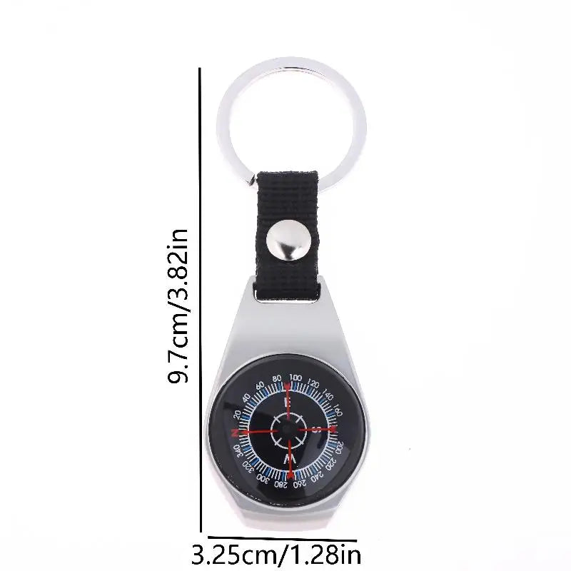 Outdoor Camping and Hiking Accessory: Durable Metal Compass Keychain Carabiner.