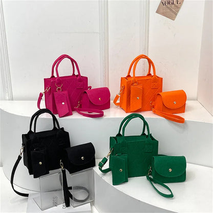 3pcs/set Embossed Women's Handbag Stylish Crossbody Bag, Clutch and Wallet, Solid Color Fabric Shoulder Bag for Women Daily Use