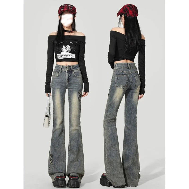 Retro High-waisted Flared Jeans Women's 2025 Summer Thin New Slim-fit Pants