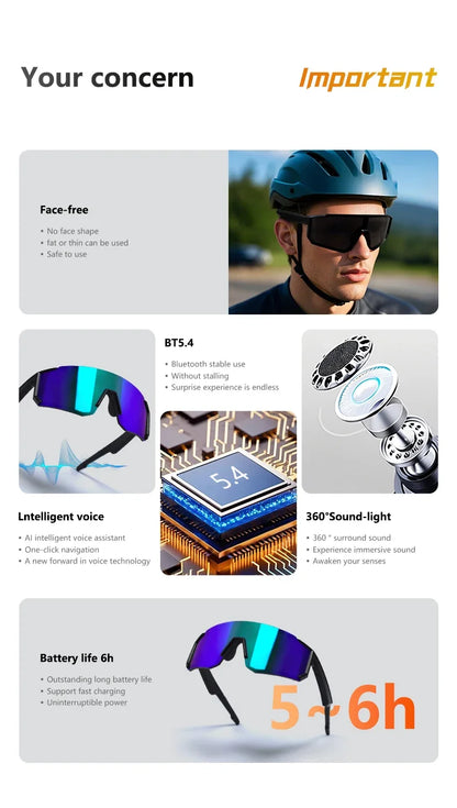 QY-Pro1 Bluetooth Smart Glasses AI Intelligent Translation Sunglasses Voice Remote Control Music Eyewear Waterproof Eyeglasses