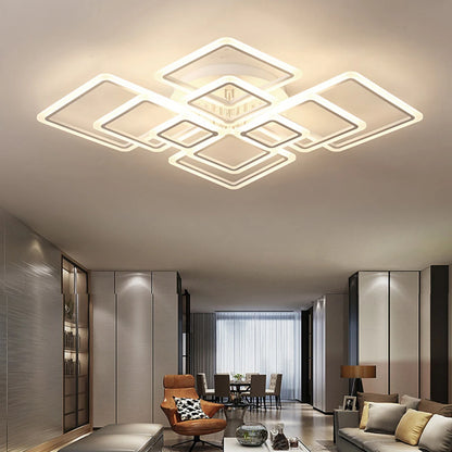 Simple Ceiling Chandelier Square with Remote Control Dimmable Modern Ceiling Lights Smart LED Lighting Fixture Study Living Room