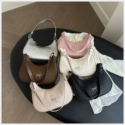 Bowknot Armpit Bag Korean Underarm Bag Luxury PU Leather Y2K Handbag Girls Shoulder Bag