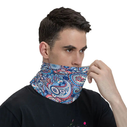 Custom Black Bandana Pattern Bandana Neck Gaiter for Hiking Cycling Women Men Wrap Scarf Paisley Style Headband Warmer