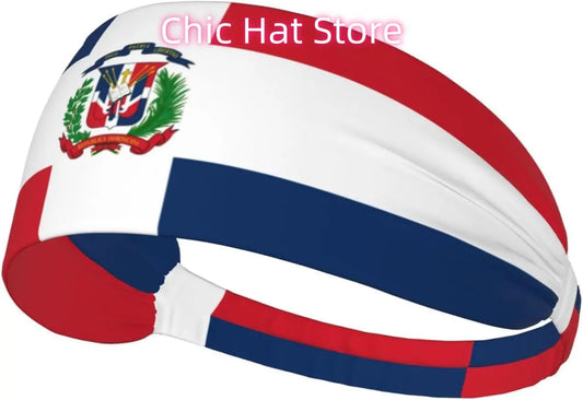 Dominican Flag of National Flags Elastic Exercise Headband for Women Men - Moisture-Wicking Non-Slip Sports Sweatband for Runnin