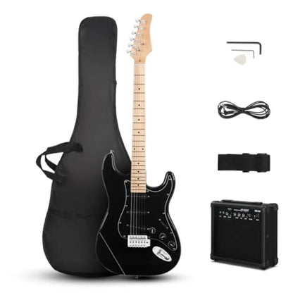 39 Inch Electric Guitar Kit FullSize Beginner Solid Body SSS Pickups Guitar Kit with Gig Bag 20W Amplifier Strap Tremolo Bar an
