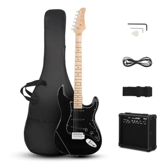 39 Inch Electric Guitar Kit FullSize Beginner Solid Body SSS Pickups Guitar Kit with Gig Bag 20W Amplifier Strap Tremolo Bar an
